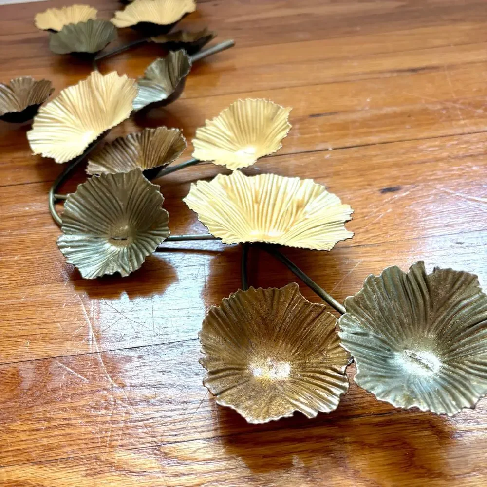 Vintage Metal Leaf Wall Art Botanical Gold Bronze Decor